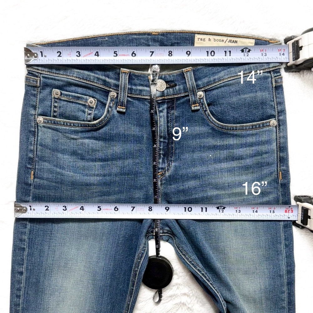 SOLD-Rag & Bone High Rise Vintage Wash Distressed Full Length Ankle Skinny Jeans - Picture 11 of 12